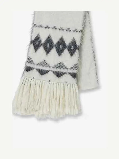 Nepal alpaca wool color clashing jacquard tassel scarf women winter warm shawl 190*27
