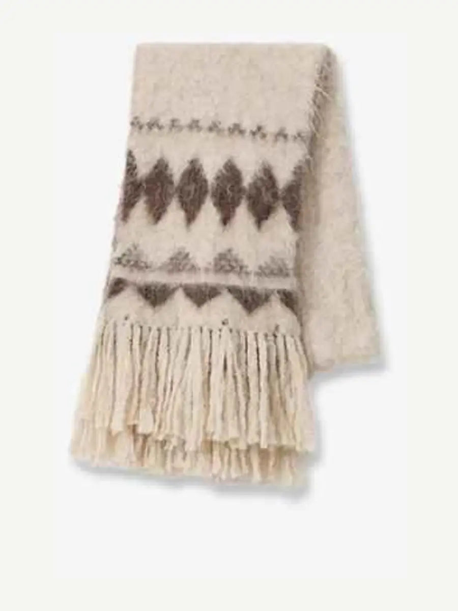 Nepal alpaca wool color clashing jacquard tassel scarf women winter warm shawl 190*27