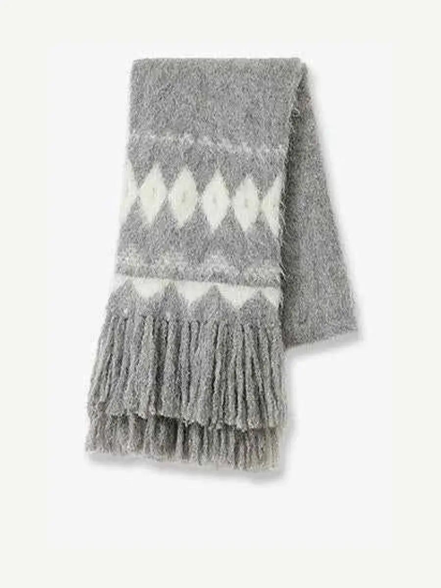 Nepal alpaca wool color clashing jacquard tassel scarf women winter warm shawl 190*27
