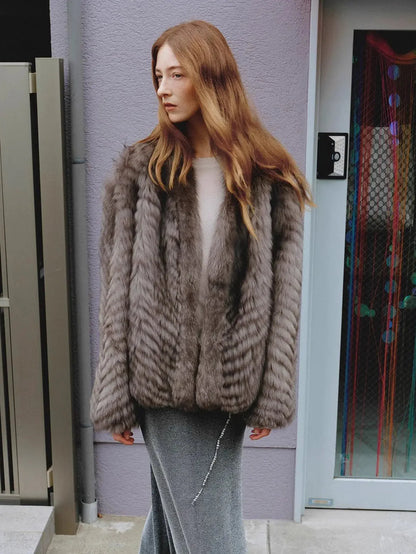 "Polar Night Star" imported sagafurs fox fur coat whole fox fur coat-4