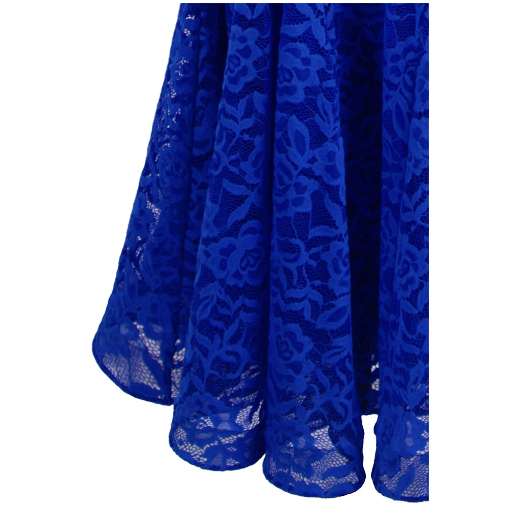 Women's Cap Sleeve Beading Lace Evening Dresses Long Mermaid Wedding Party Gown Blue