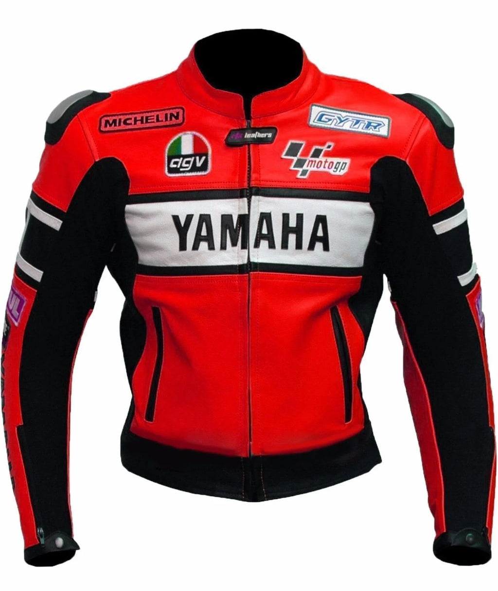 RED MOTORCYCLE LEATHER RACING JACKET - XXXXL