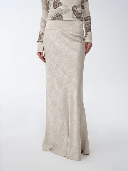 Retro bias-cut linen blended straight fishtail maxi skirt"Light and breezy"-0