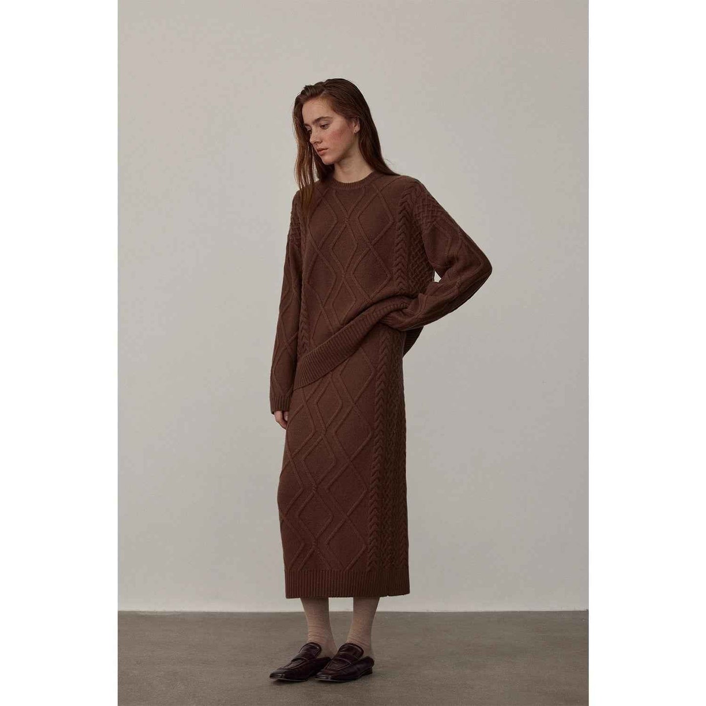 "Rozen Maiden" 26S Australian Merino Wool Cable Skirt-1