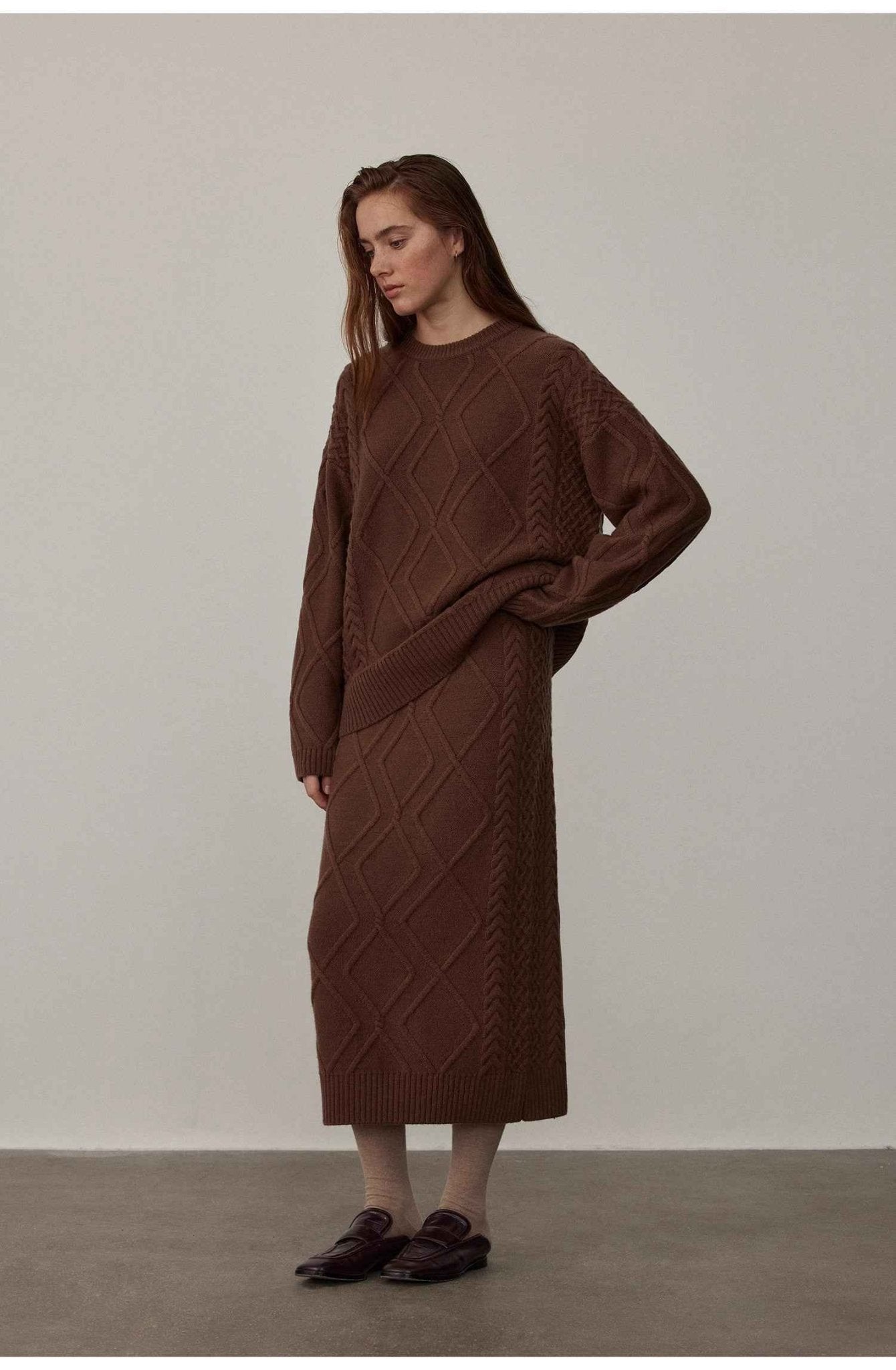 "Rozen Maiden" 26S Australian Merino Wool Cable Skirt-2