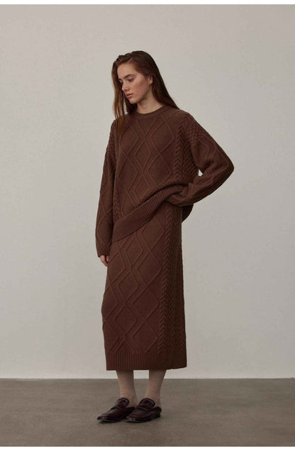 "Rozen Maiden" 26S Australian Merino Wool Cable Skirt-2
