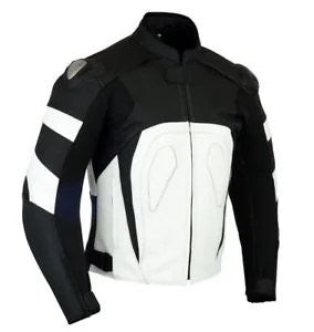 MOTORCYCLE LEATHER RACING WHITE JACKET