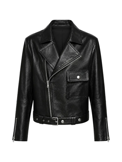 Firelady Fur Women’s Cropped Lambskin Leather Moto Jacket – Soft, Lightweight Fit
