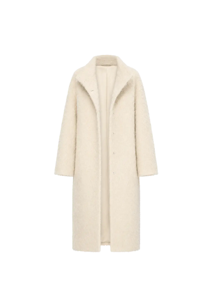 "Song of Snowland"Women's mohair wool stand collar coat autumn and winter loose woolen coat-0