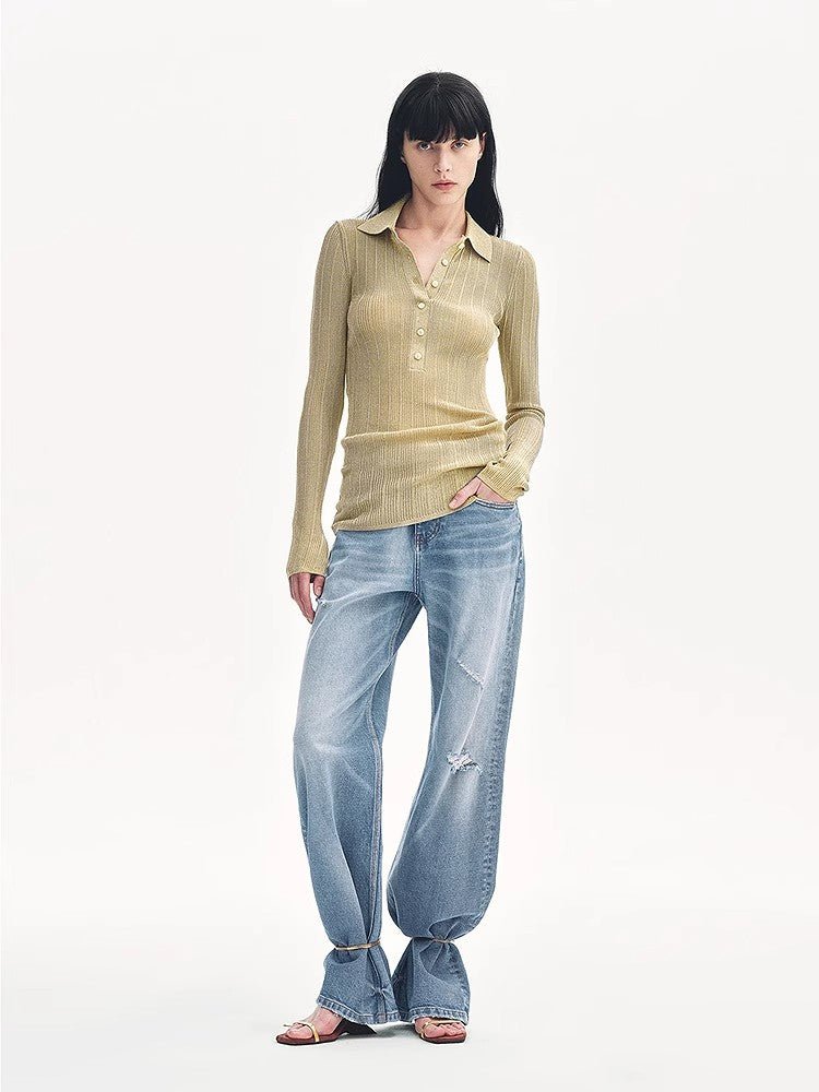 "Spring Inspiration" Retro Slim Fit POLO Neck Sweater