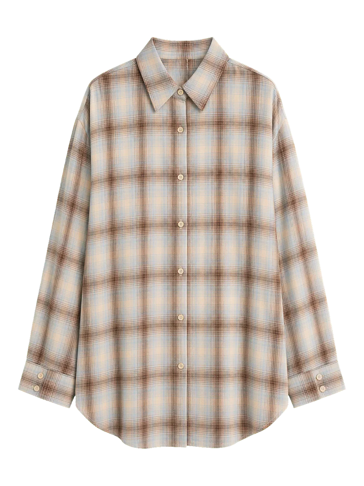 "Tea Grid" high-quality high-count cotton loose retro plaid shirt