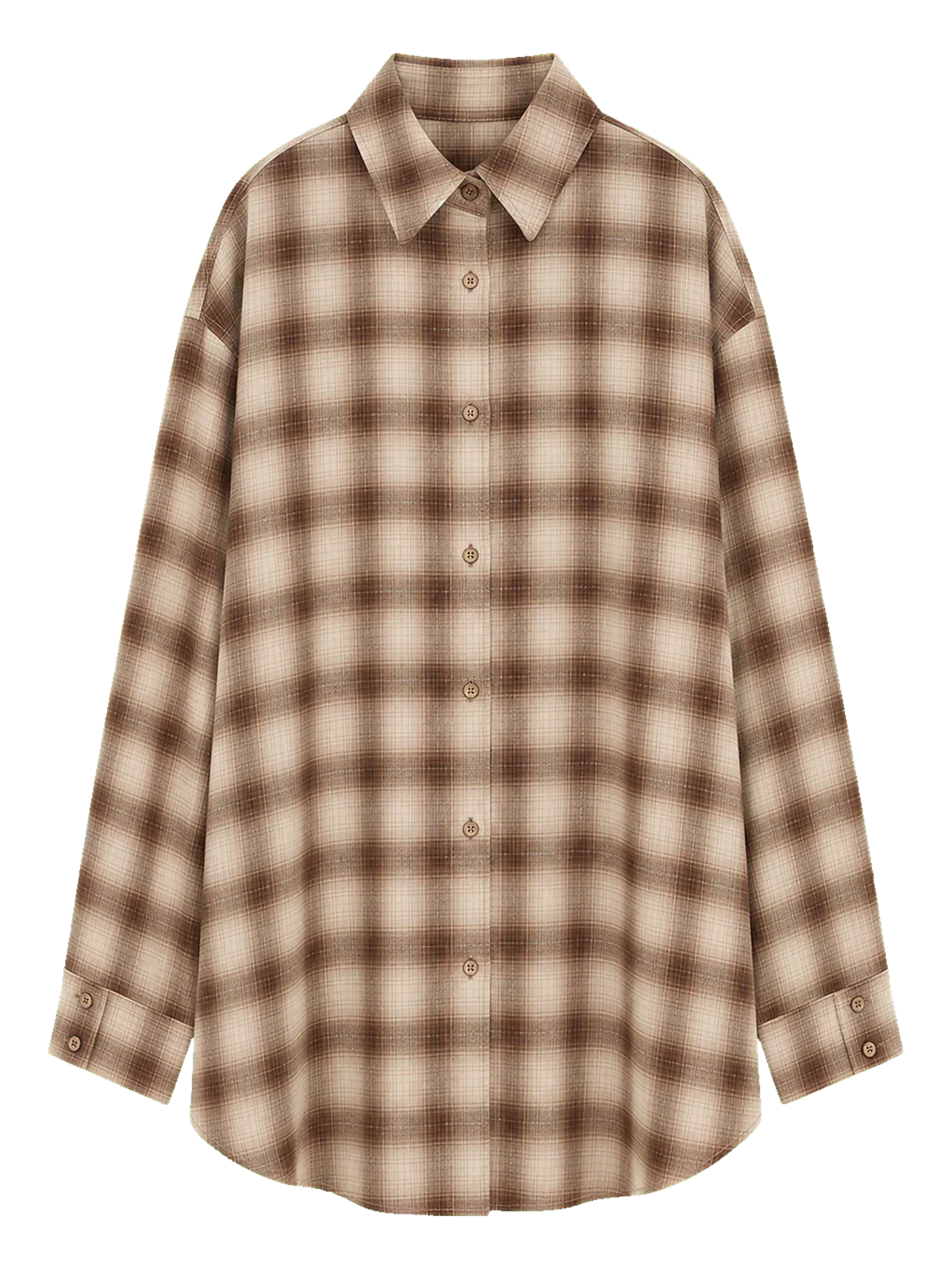 "Tea Grid" high-quality high-count cotton loose retro plaid shirt