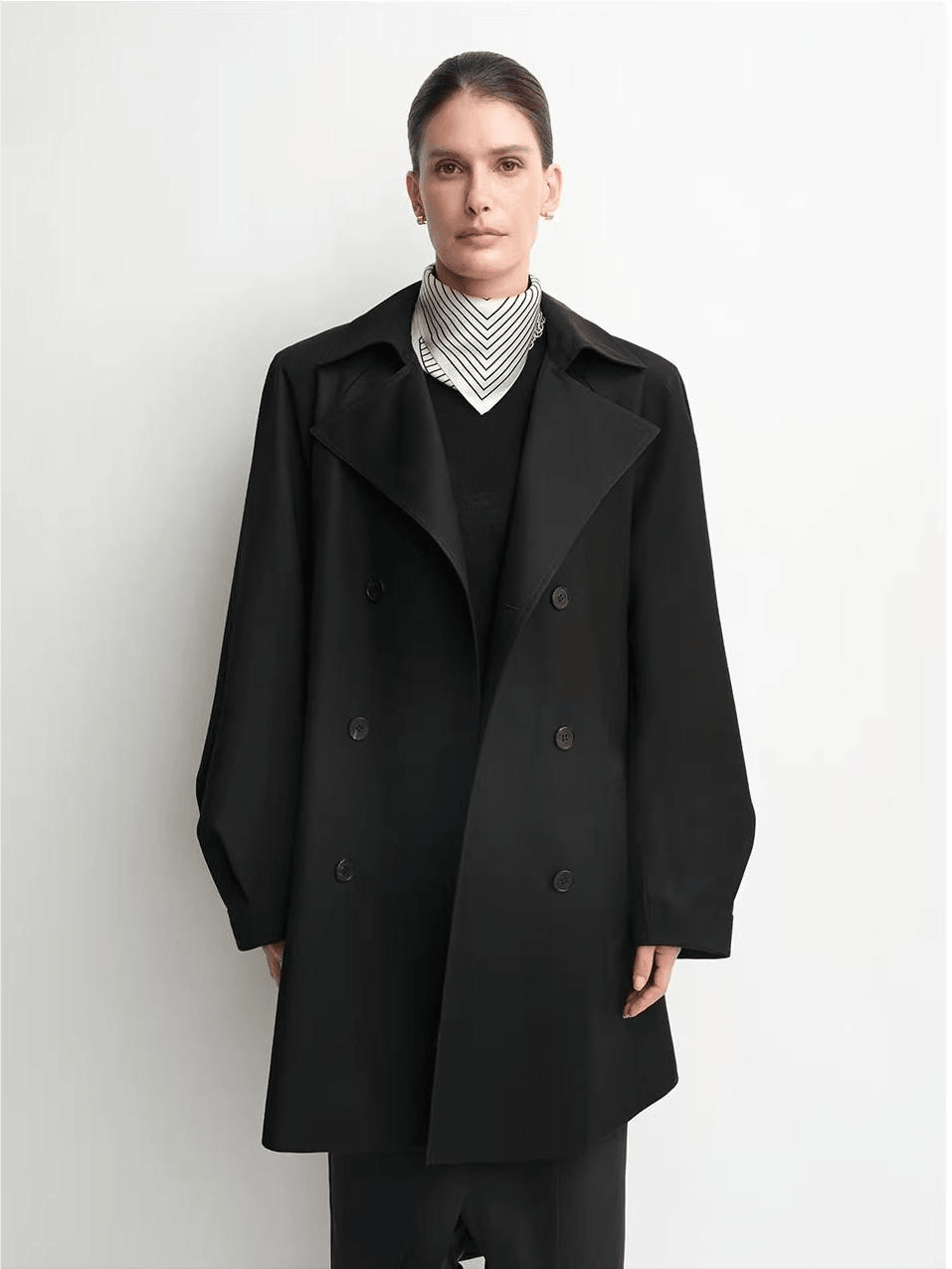 THE ARTM Women's Oversized Trench Coat - Double Breasted Wool Blend with Belt-4