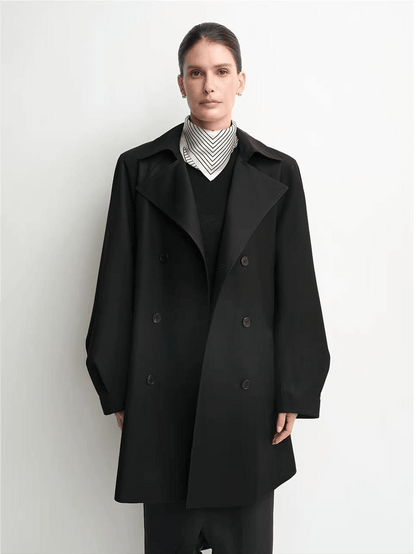 THE ARTM Women's Oversized Trench Coat - Double Breasted Wool Blend with Belt-4