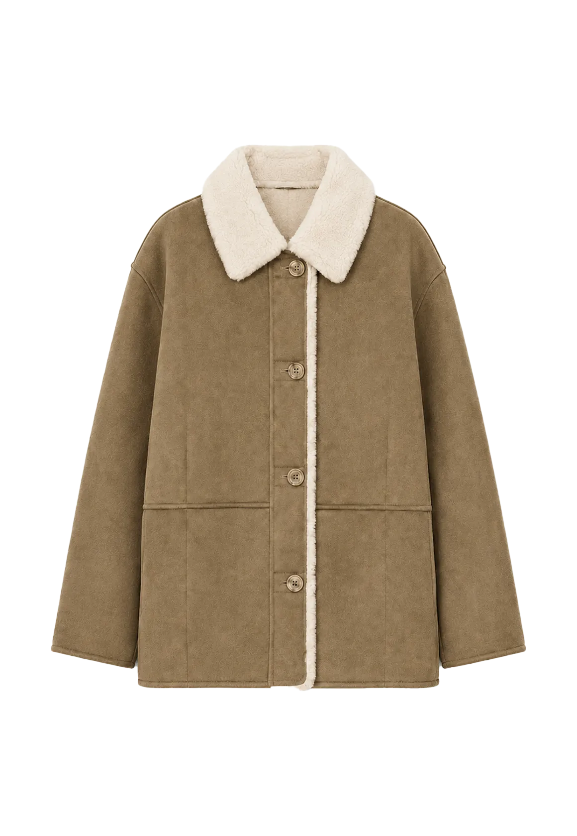 Fireladyfur Women's Faux Leather Shearling Jacket - Casual Furry Lapel Wool Coat-4
