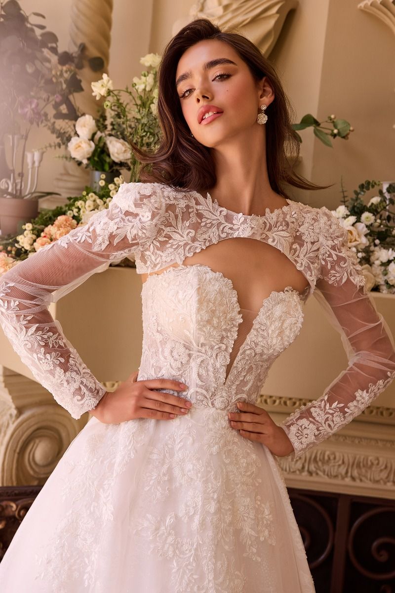 Strapless Wedding Ball Gown & Lace Bolero-2