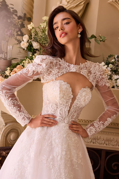 Strapless Wedding Ball Gown & Lace Bolero-2