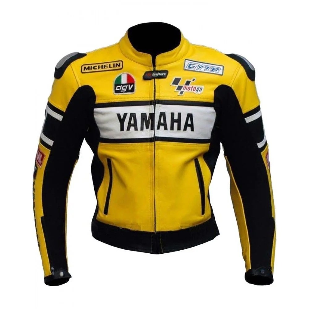 YELLOW MOTORCYCLE LEATHER RACING JACKET - XXXXL
